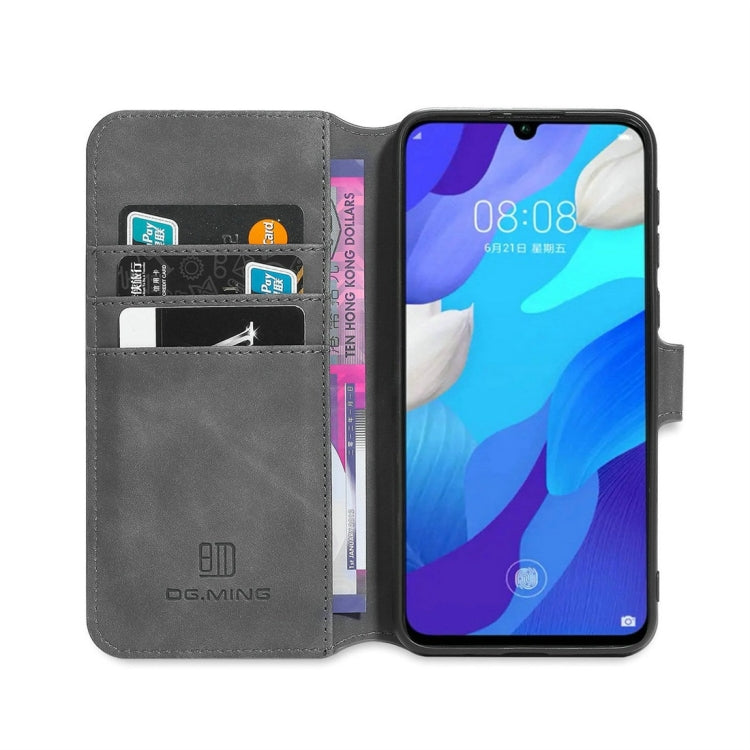 DG.MING Retro Oil Side Horizontal Flip Case with Holder & Card Slots & Wallet for Huawei Nova 5 / Nova 5 Pro