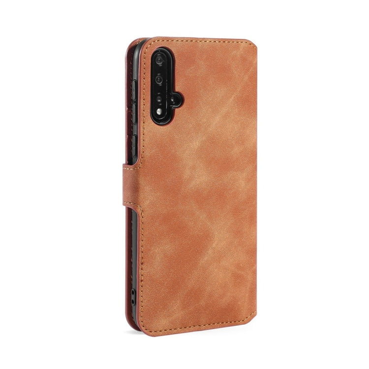 DG.MING Retro Oil Side Horizontal Flip Case with Holder & Card Slots & Wallet for Huawei Nova 5 / Nova 5 Pro