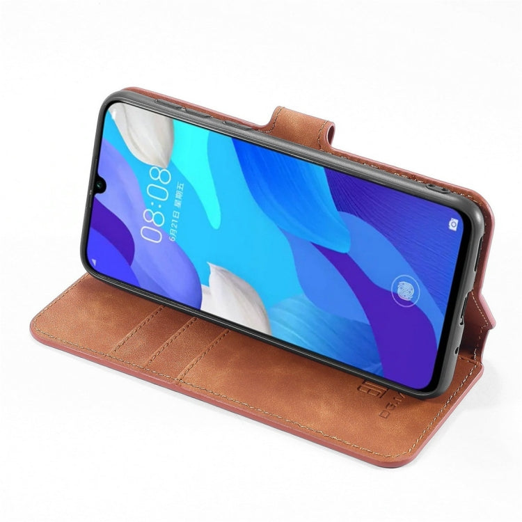 DG.MING Retro Oil Side Horizontal Flip Case with Holder & Card Slots & Wallet for Huawei Nova 5 / Nova 5 Pro