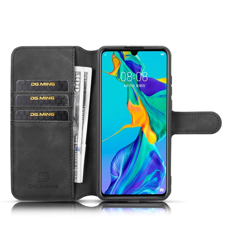 DG.MING Retro Oil Side Horizontal Flip Case with Holder & Card Slots & Wallet for Huawei P30 Lite