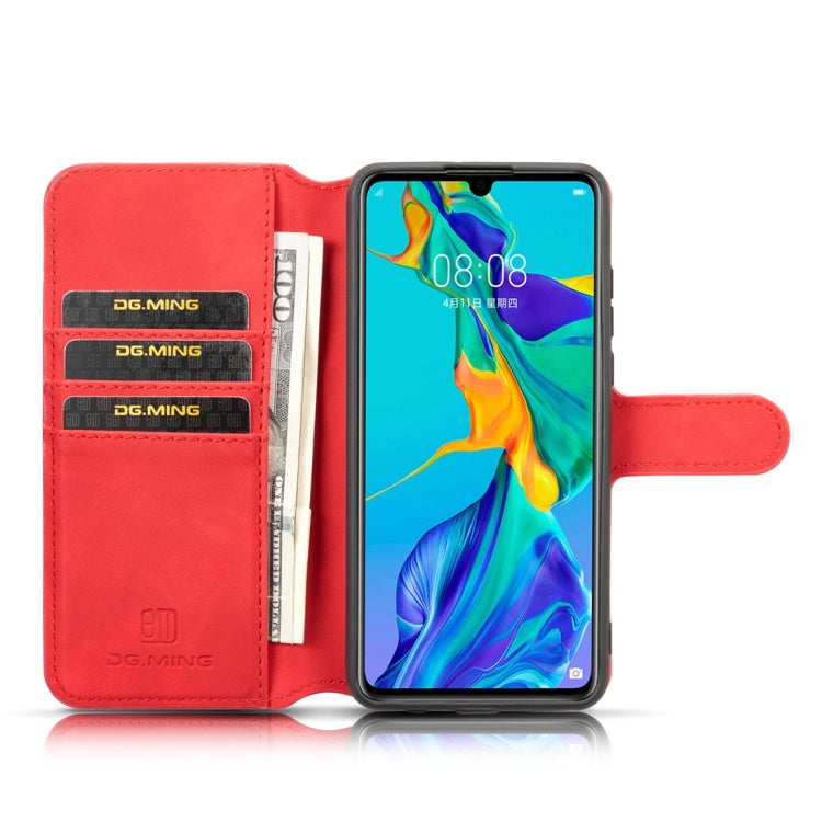 DG.MING Retro Oil Side Horizontal Flip Case with Holder & Card Slots & Wallet for Huawei P30 Lite