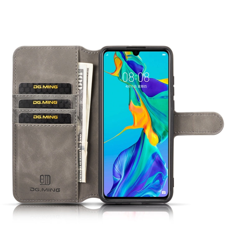 DG.MING Retro Oil Side Horizontal Flip Case with Holder & Card Slots & Wallet for Huawei P30 Lite