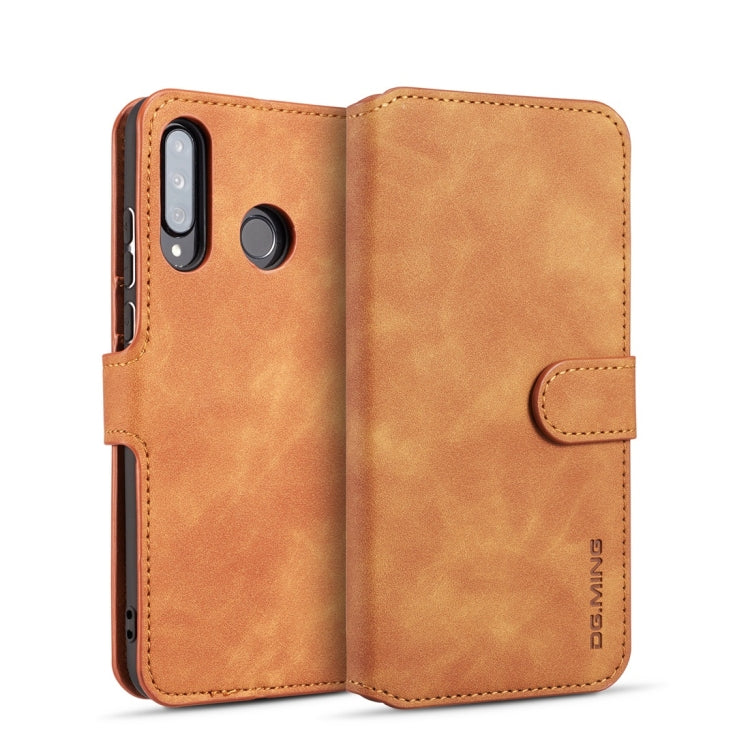 DG.MING Retro Oil Side Horizontal Flip Case with Holder & Card Slots & Wallet for Huawei P30 Lite