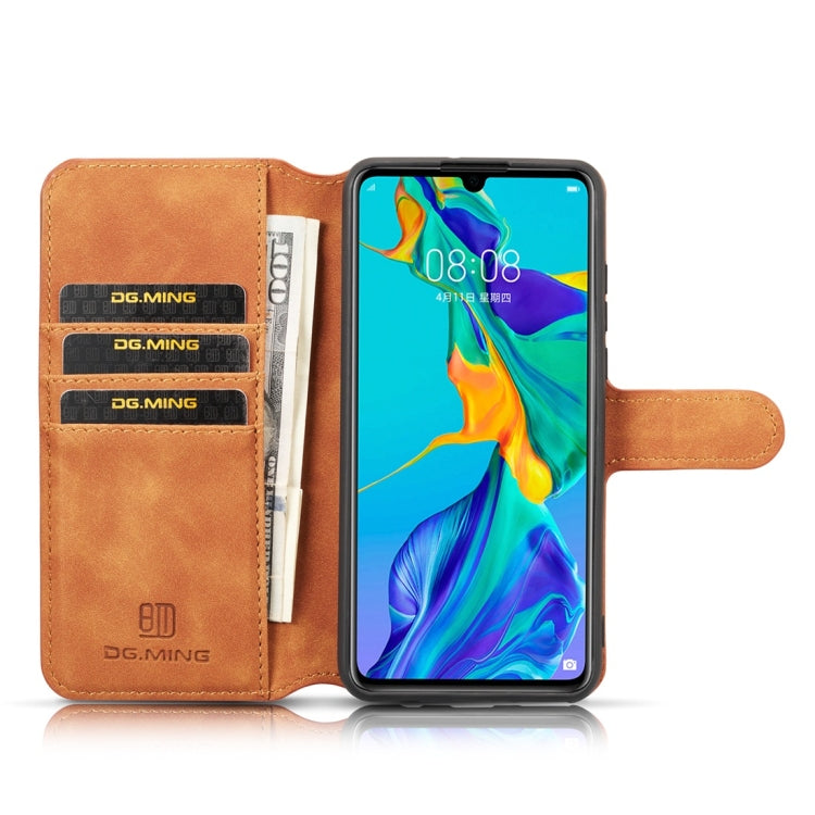 DG.MING Retro Oil Side Horizontal Flip Case with Holder & Card Slots & Wallet for Huawei P30 Lite
