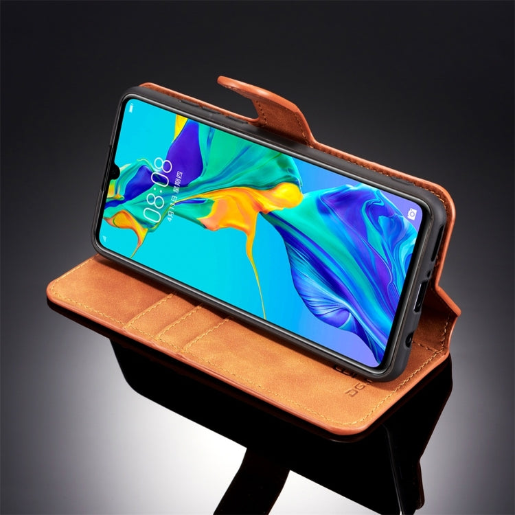 DG.MING Retro Oil Side Horizontal Flip Case with Holder & Card Slots & Wallet for Huawei P30 Lite
