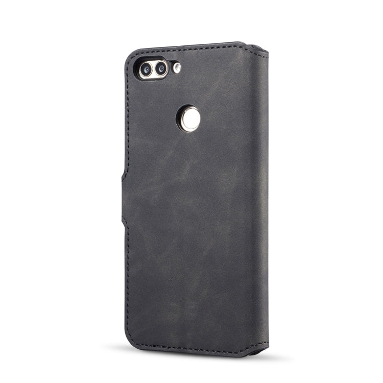 DG.MING Retro Oil Side Horizontal Flip Case with Holder & Card Slots & Wallet for Huawei P Smart / Enjoy 7S
