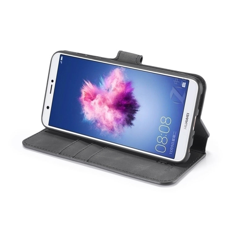 DG.MING Retro Oil Side Horizontal Flip Case with Holder & Card Slots & Wallet for Huawei P Smart / Enjoy 7S