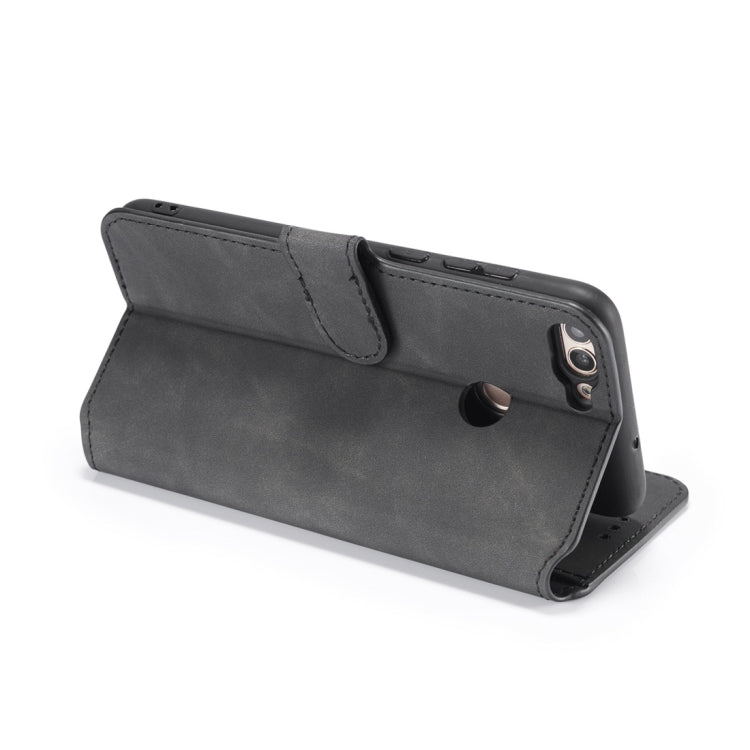 DG.MING Retro Oil Side Horizontal Flip Case with Holder & Card Slots & Wallet for Huawei P Smart / Enjoy 7S