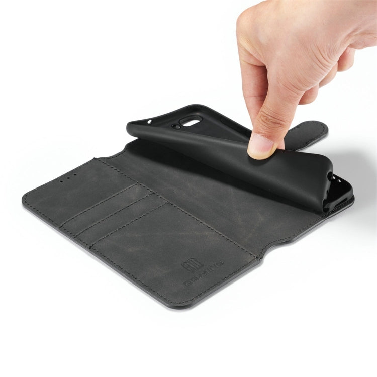 DG.MING Retro Oil Side Horizontal Flip Case with Holder & Card Slots & Wallet for Huawei P Smart / Enjoy 7S