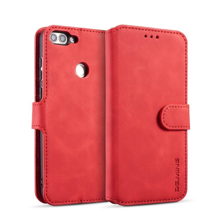 DG.MING Retro Oil Side Horizontal Flip Case with Holder & Card Slots & Wallet for Huawei P Smart / Enjoy 7S