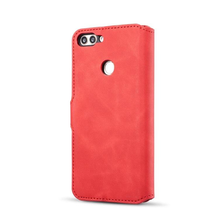 DG.MING Retro Oil Side Horizontal Flip Case with Holder & Card Slots & Wallet for Huawei P Smart / Enjoy 7S