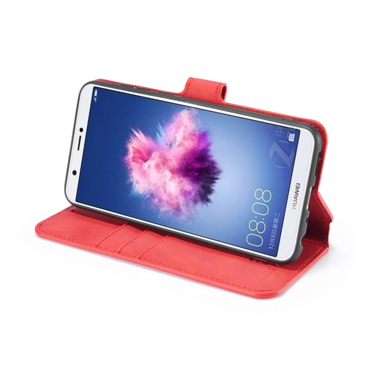DG.MING Retro Oil Side Horizontal Flip Case with Holder & Card Slots & Wallet for Huawei P Smart / Enjoy 7S