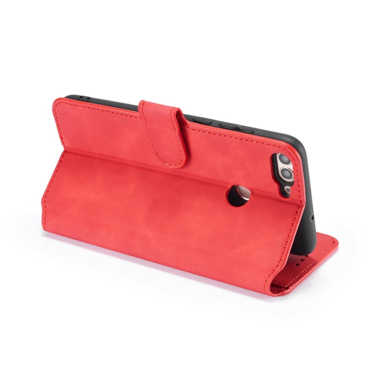 DG.MING Retro Oil Side Horizontal Flip Case with Holder & Card Slots & Wallet for Huawei P Smart / Enjoy 7S