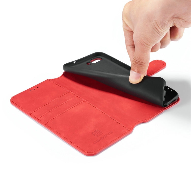 DG.MING Retro Oil Side Horizontal Flip Case with Holder & Card Slots & Wallet for Huawei P Smart / Enjoy 7S
