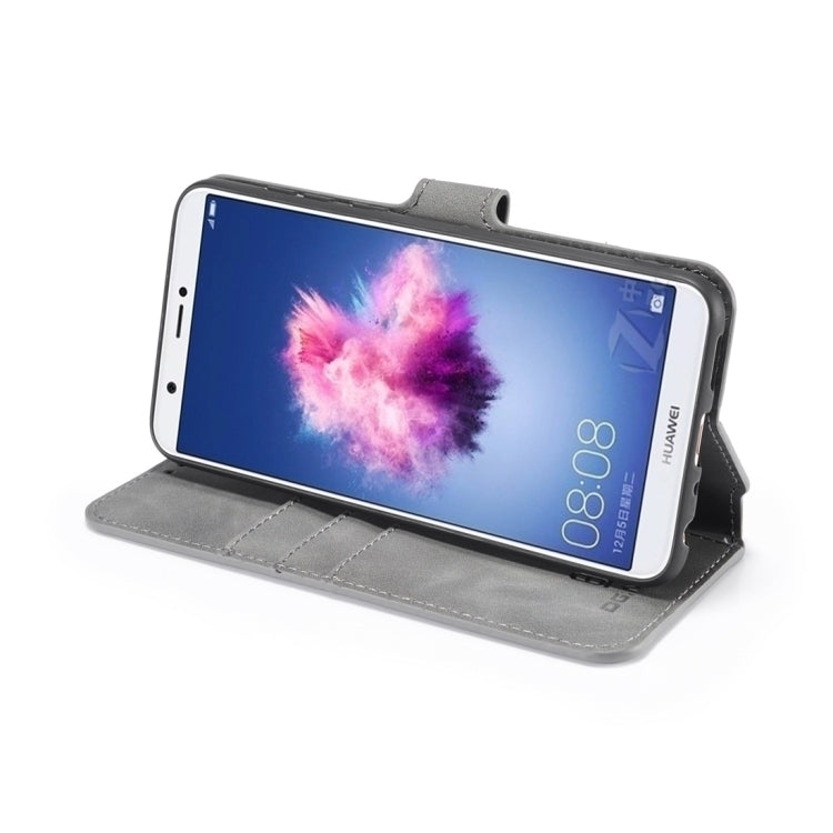 DG.MING Retro Oil Side Horizontal Flip Case with Holder & Card Slots & Wallet for Huawei P Smart / Enjoy 7S