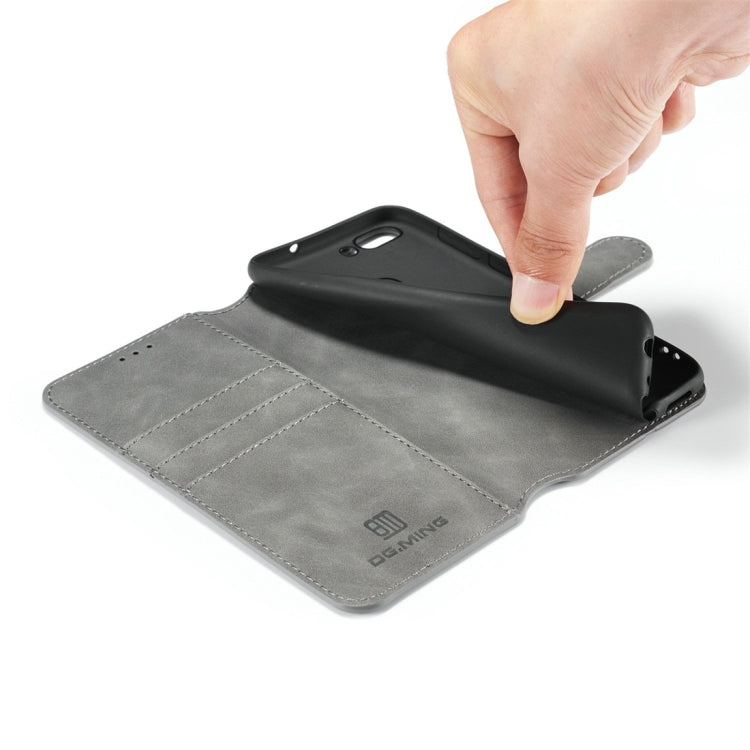 DG.MING Retro Oil Side Horizontal Flip Case with Holder & Card Slots & Wallet for Huawei P Smart / Enjoy 7S