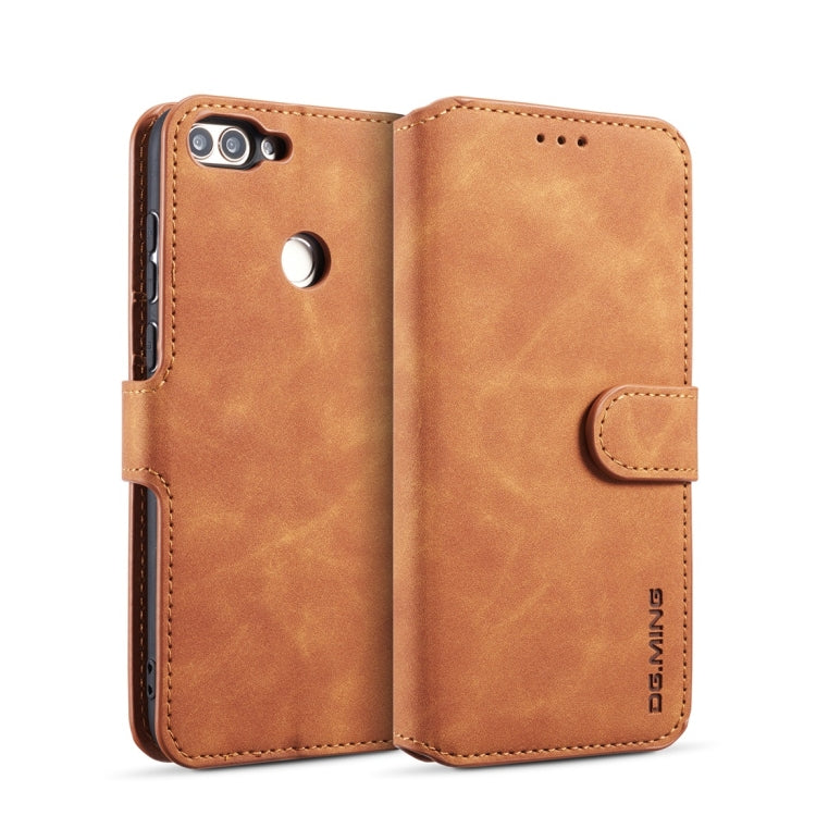 DG.MING Retro Oil Side Horizontal Flip Case with Holder & Card Slots & Wallet for Huawei P Smart / Enjoy 7S