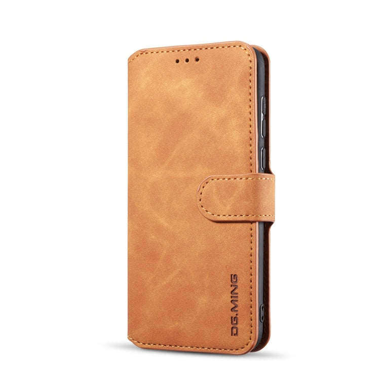 DG.MING Retro Oil Side Horizontal Flip Case with Holder & Card Slots & Wallet for Huawei P Smart / Enjoy 7S