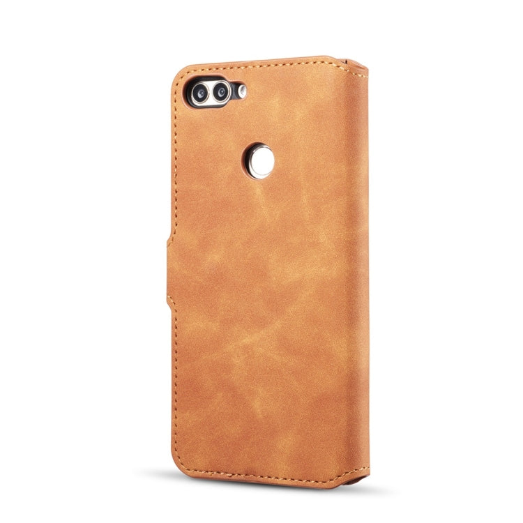 DG.MING Retro Oil Side Horizontal Flip Case with Holder & Card Slots & Wallet for Huawei P Smart / Enjoy 7S