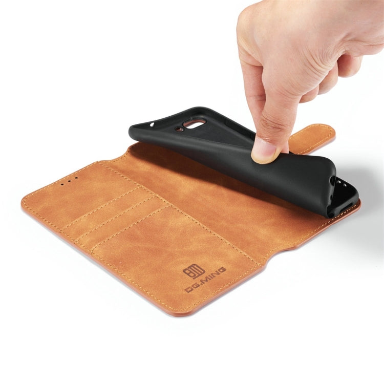 DG.MING Retro Oil Side Horizontal Flip Case with Holder & Card Slots & Wallet for Huawei P Smart / Enjoy 7S