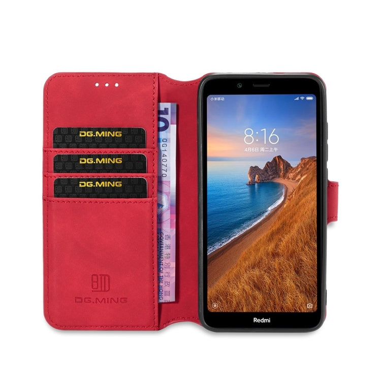 DG.MING Retro Oil Side Horizontal Flip Case with Holder & Card Slots & Wallet for Xiaomi Redmi 7A