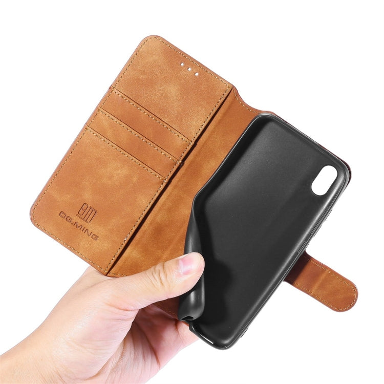 DG.MING Retro Oil Side Horizontal Flip Case with Holder & Card Slots & Wallet for Xiaomi Redmi 7A