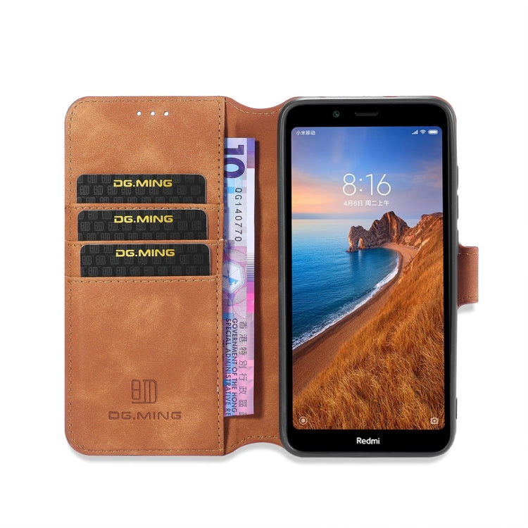 DG.MING Retro Oil Side Horizontal Flip Case with Holder & Card Slots & Wallet for Xiaomi Redmi 7A