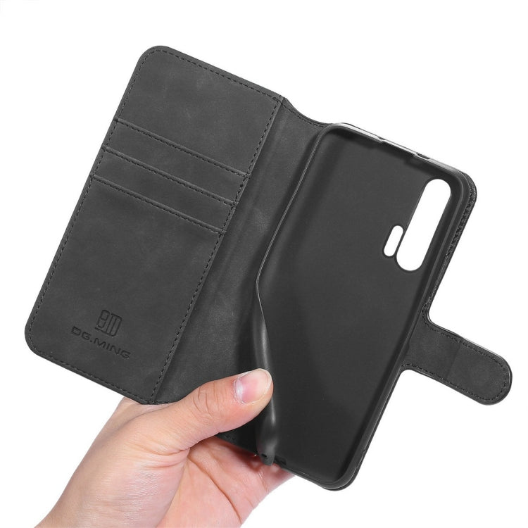 DG.MING Retro Oil Side Horizontal Flip Case with Holder & Card Slots & Wallet for Huawei Honor 20 Pro