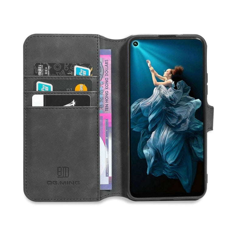 DG.MING Retro Oil Side Horizontal Flip Case with Holder & Card Slots & Wallet for Huawei Honor 20 Pro