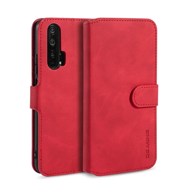 DG.MING Retro Oil Side Horizontal Flip Case with Holder & Card Slots & Wallet for Huawei Honor 20 Pro