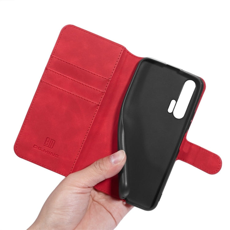 DG.MING Retro Oil Side Horizontal Flip Case with Holder & Card Slots & Wallet for Huawei Honor 20 Pro