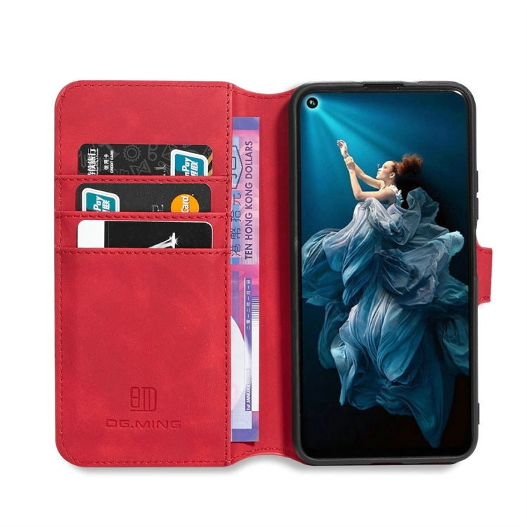 DG.MING Retro Oil Side Horizontal Flip Case with Holder & Card Slots & Wallet for Huawei Honor 20 Pro