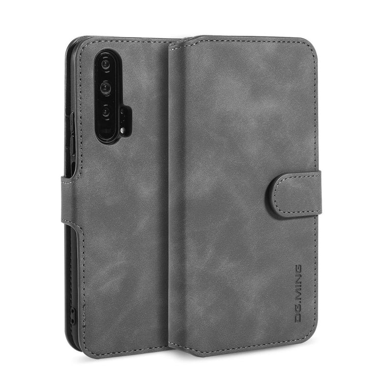 DG.MING Retro Oil Side Horizontal Flip Case with Holder & Card Slots & Wallet for Huawei Honor 20 Pro