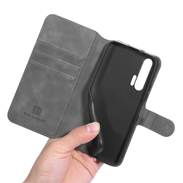 DG.MING Retro Oil Side Horizontal Flip Case with Holder & Card Slots & Wallet for Huawei Honor 20 Pro