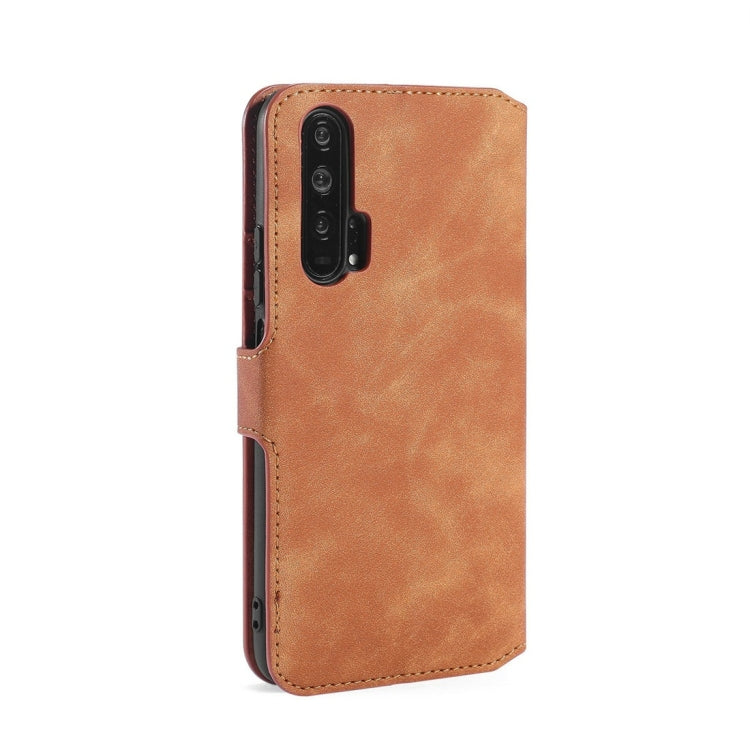 DG.MING Retro Oil Side Horizontal Flip Case with Holder & Card Slots & Wallet for Huawei Honor 20 Pro