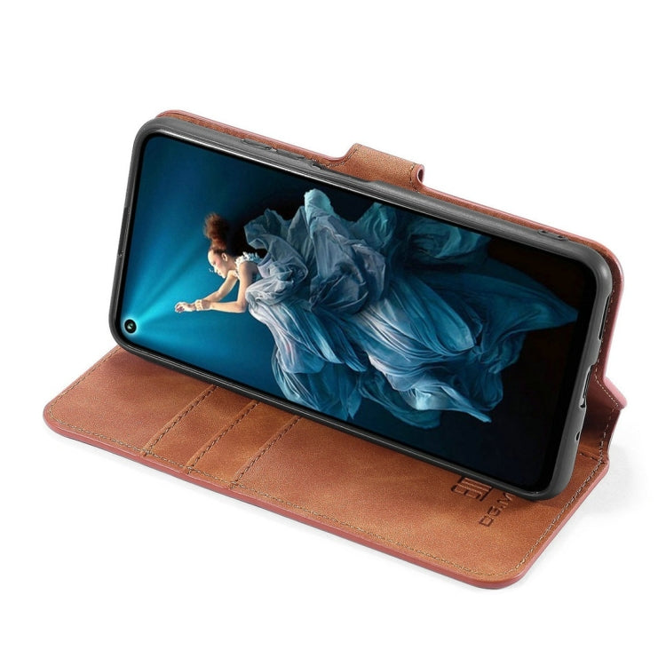 DG.MING Retro Oil Side Horizontal Flip Case with Holder & Card Slots & Wallet for Huawei Honor 20 Pro