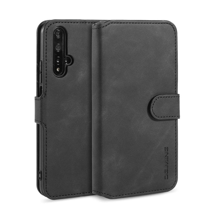 DG.MING Retro Oil Side Horizontal Flip Case with Holder & Card Slots & Wallet for Huawei Honor 20