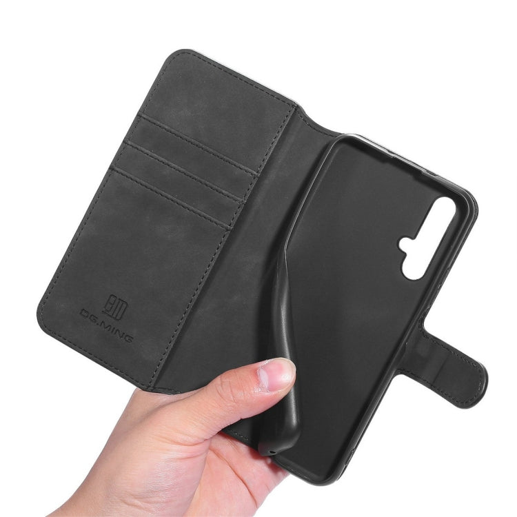 DG.MING Retro Oil Side Horizontal Flip Case with Holder & Card Slots & Wallet for Huawei Honor 20