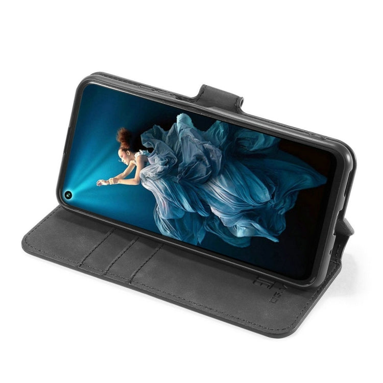 DG.MING Retro Oil Side Horizontal Flip Case with Holder & Card Slots & Wallet for Huawei Honor 20