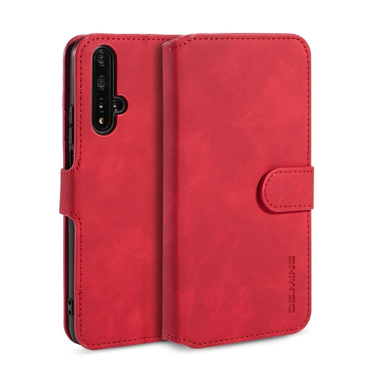 DG.MING Retro Oil Side Horizontal Flip Case with Holder & Card Slots & Wallet for Huawei Honor 20