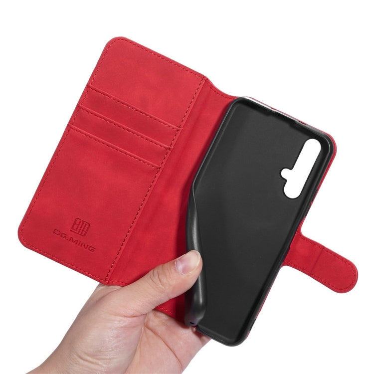 DG.MING Retro Oil Side Horizontal Flip Case with Holder & Card Slots & Wallet for Huawei Honor 20