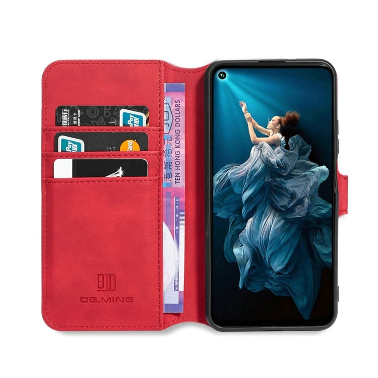 DG.MING Retro Oil Side Horizontal Flip Case with Holder & Card Slots & Wallet for Huawei Honor 20