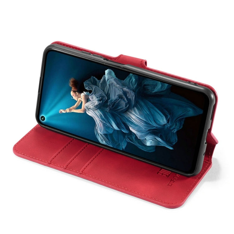 DG.MING Retro Oil Side Horizontal Flip Case with Holder & Card Slots & Wallet for Huawei Honor 20