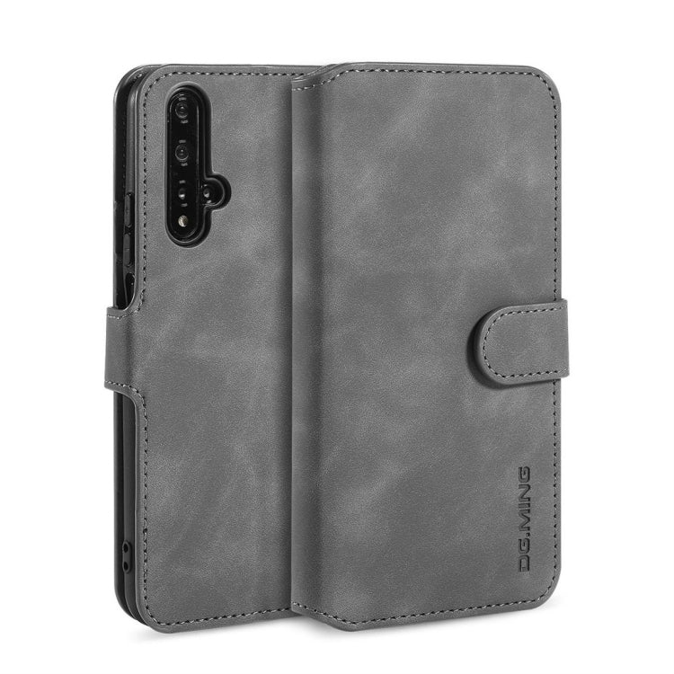 DG.MING Retro Oil Side Horizontal Flip Case with Holder & Card Slots & Wallet for Huawei Honor 20