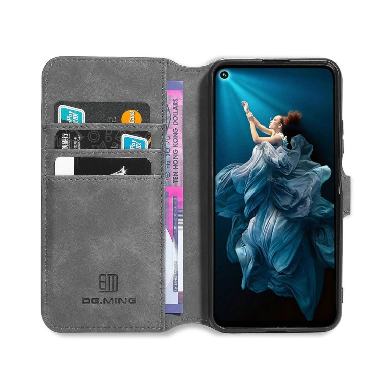 DG.MING Retro Oil Side Horizontal Flip Case with Holder & Card Slots & Wallet for Huawei Honor 20