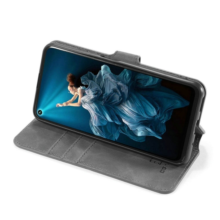 DG.MING Retro Oil Side Horizontal Flip Case with Holder & Card Slots & Wallet for Huawei Honor 20