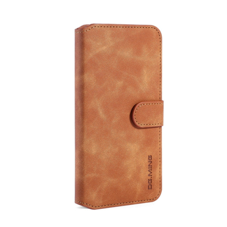 DG.MING Retro Oil Side Horizontal Flip Case with Holder & Card Slots & Wallet for Huawei Honor 20
