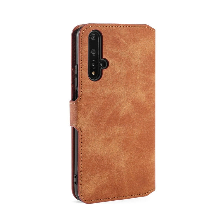 DG.MING Retro Oil Side Horizontal Flip Case with Holder & Card Slots & Wallet for Huawei Honor 20