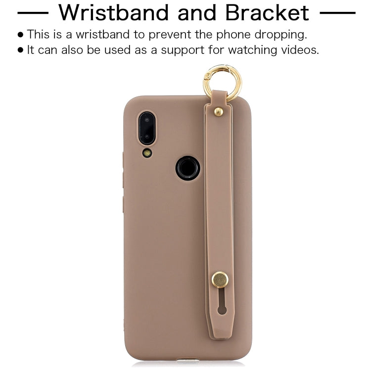 Shockproof Solid Color TPU Case with Wristband For Xiaomi Redmi 7