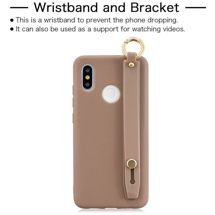 Shockproof Solid Color TPU Case with Wristband For Xiaomi Mi 8